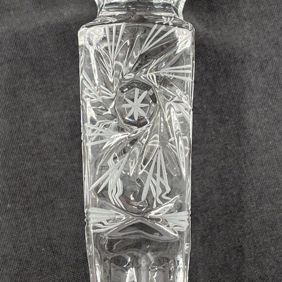 American Brilliant Crystal Star Pattern Candlesticks Pair 5.75" Tall RARE - Picture 7 of 7